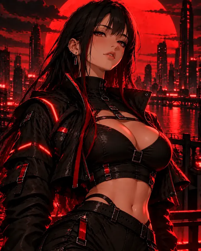 OpenArt para futanari con IA: ilustración de un personaje adulto ficticio en estilo anime